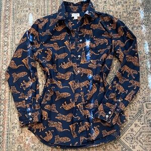 J. Crew Dark Blue Tiger Pattern Shirt